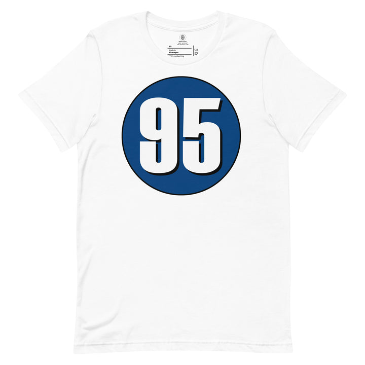 Unisex t-shirt: White on Navy Blue 95