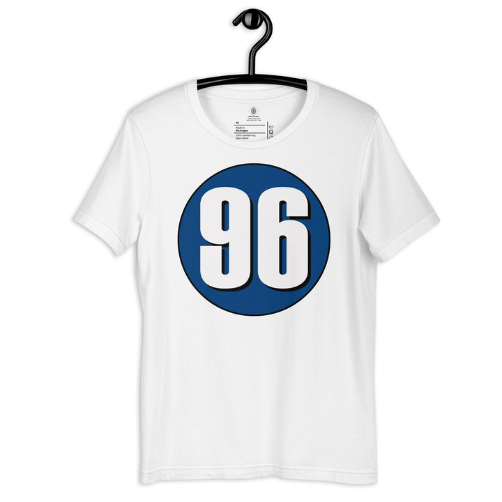 Unisex t-shirt: White on Navy Blue 96