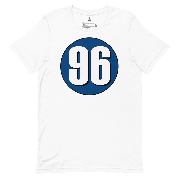 Unisex t-shirt: White on Navy Blue 96