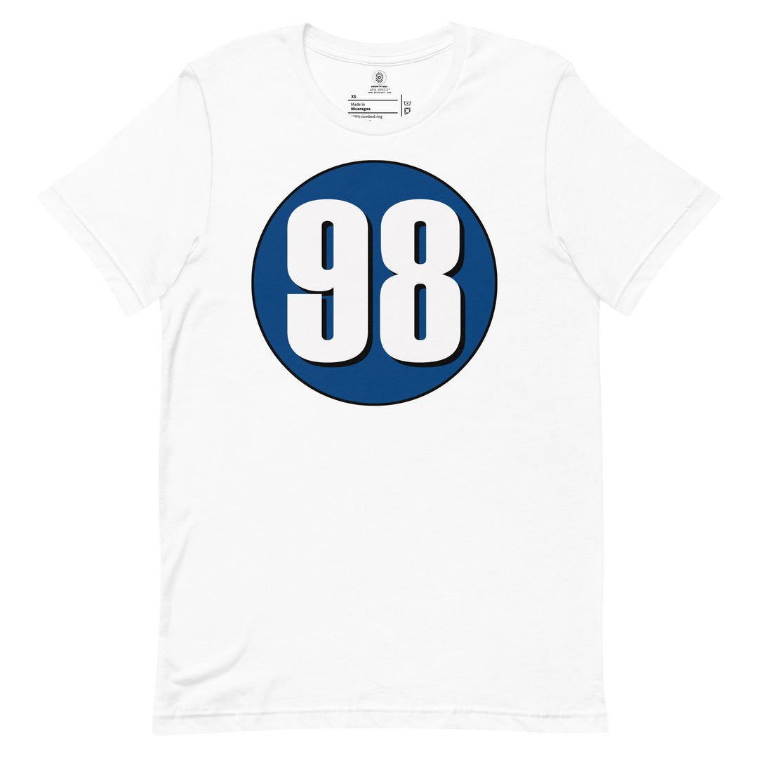 Unisex t-shirt: White on Navy Blue 98