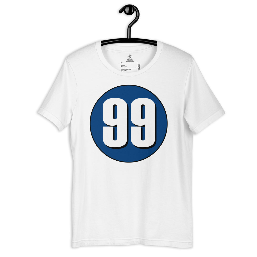 Unisex t-shirt: White on Navy Blue 99