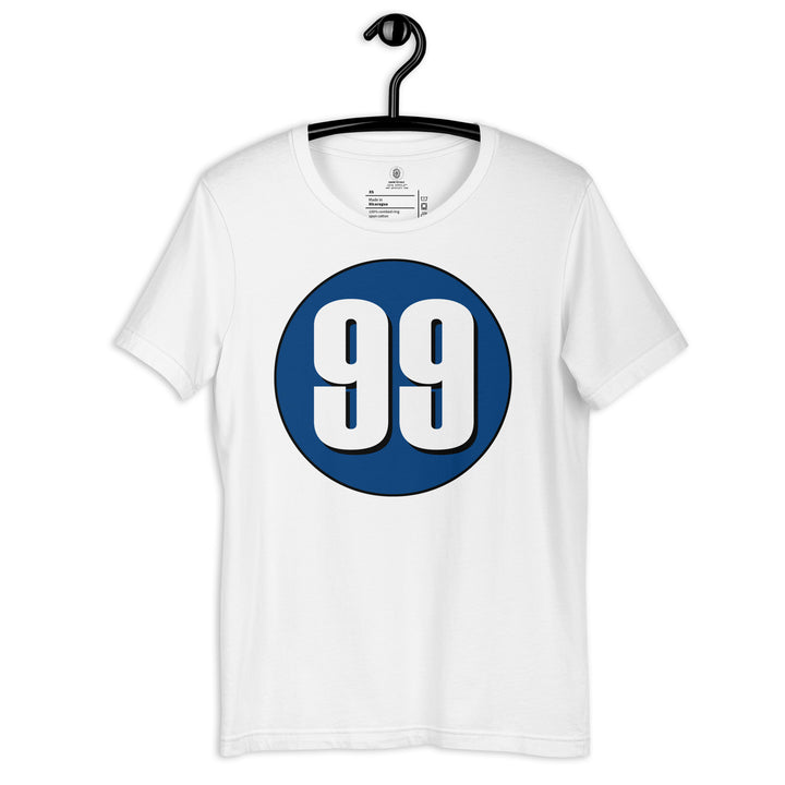 Unisex t-shirt: White on Navy Blue 99