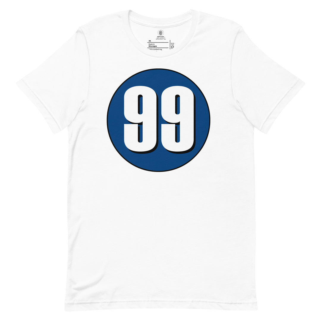 Unisex t-shirt: White on Navy Blue 99