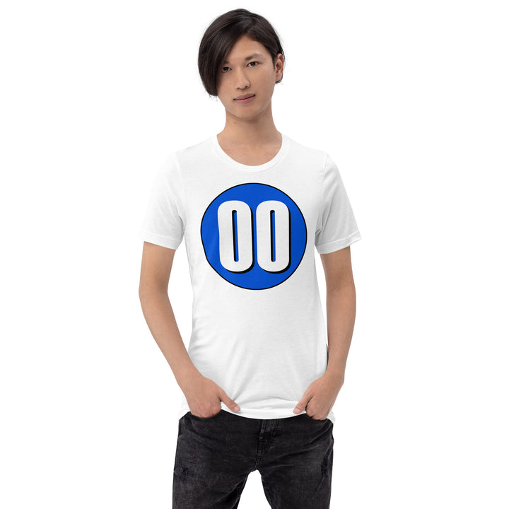 Unisex t-shirt: White on Periwinkle 00