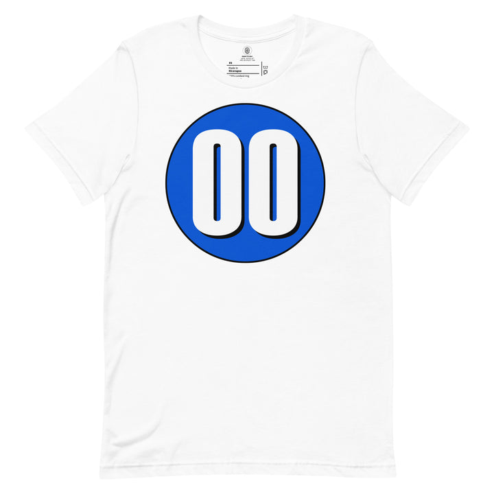 Unisex t-shirt: White on Periwinkle 00