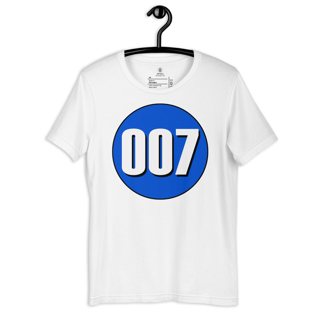 Unisex t-shirt: White on Periwinkle 007