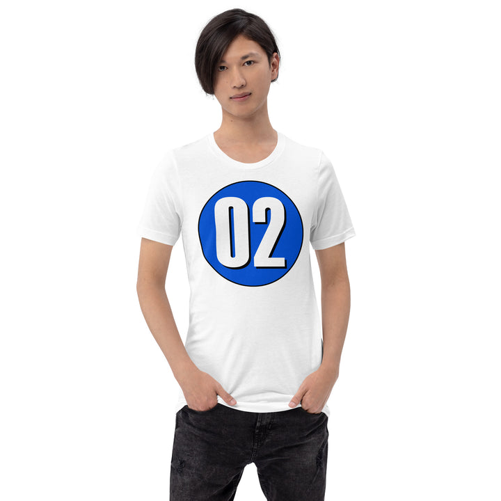 Unisex t-shirt: White on Periwinkle 02