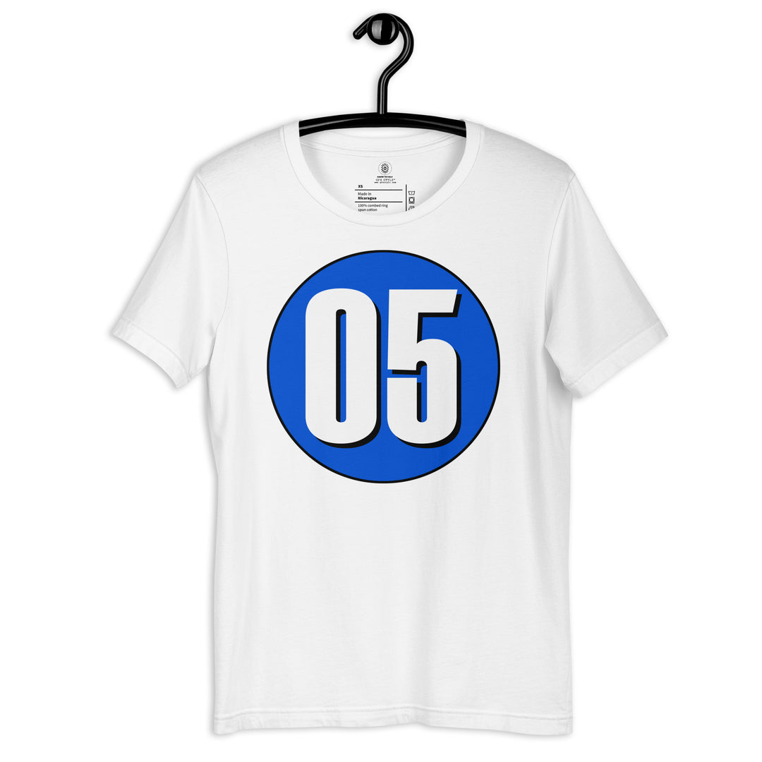 Unisex t-shirt: White on Periwinkle 05