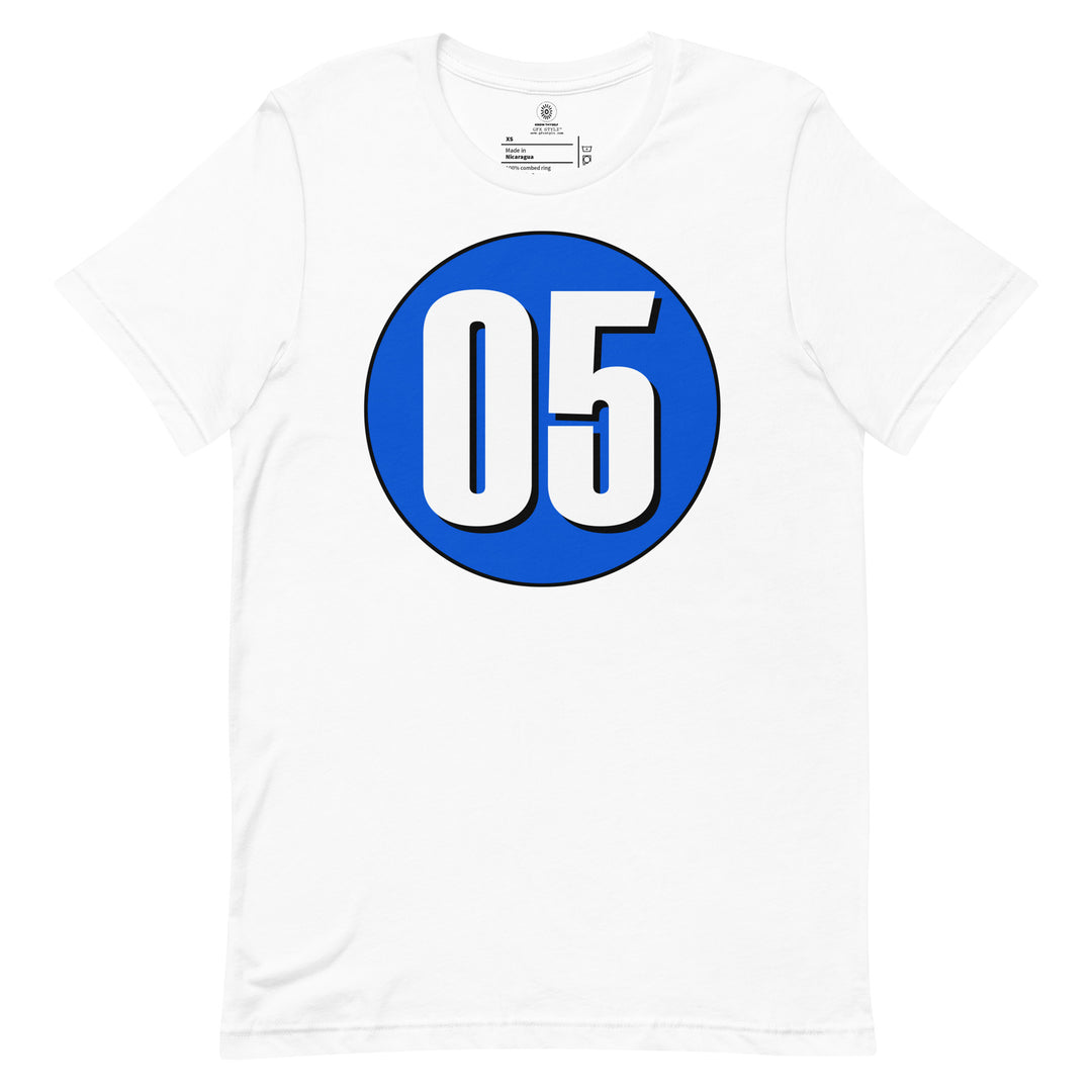 Unisex t-shirt: White on Periwinkle 05