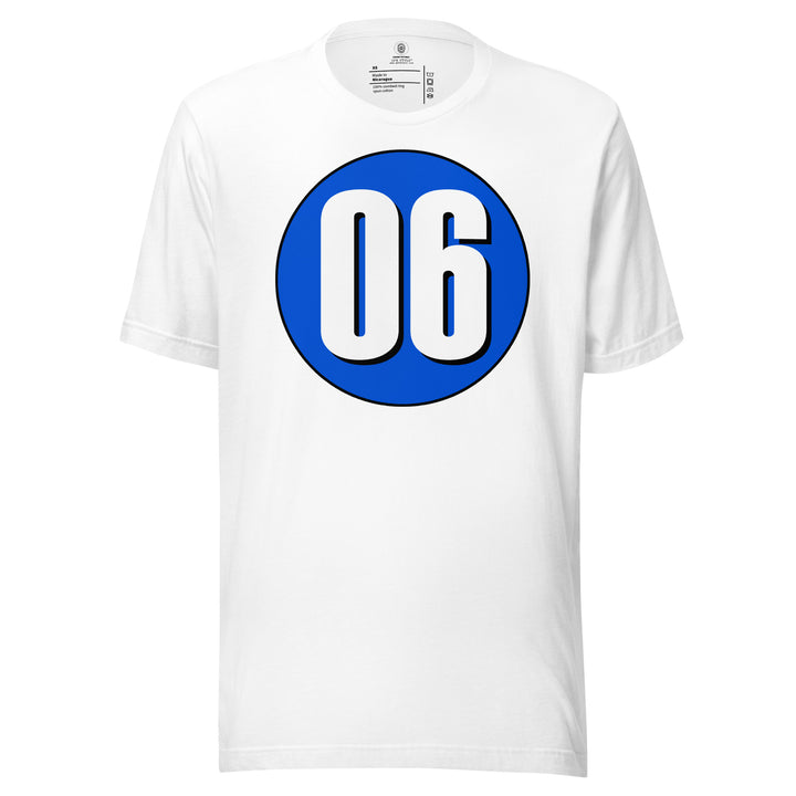 Unisex t-shirt: White on Periwinkle 06