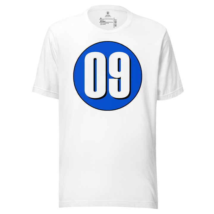 Unisex t-shirt: White on Periwinkle 09