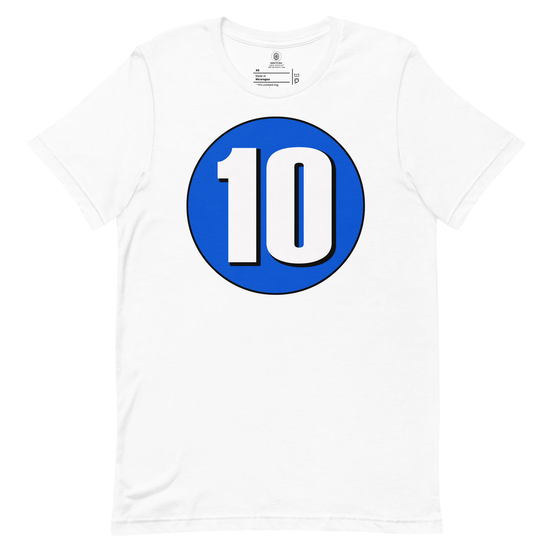 Unisex t-shirt: White on Periwinkle 10