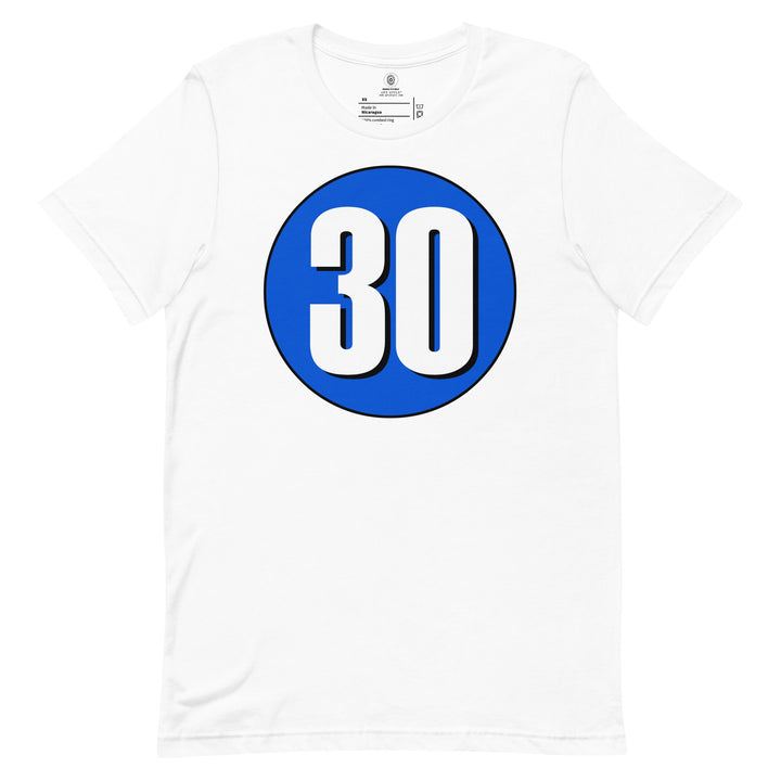 Unisex t-shirt: White on Periwinkle 30