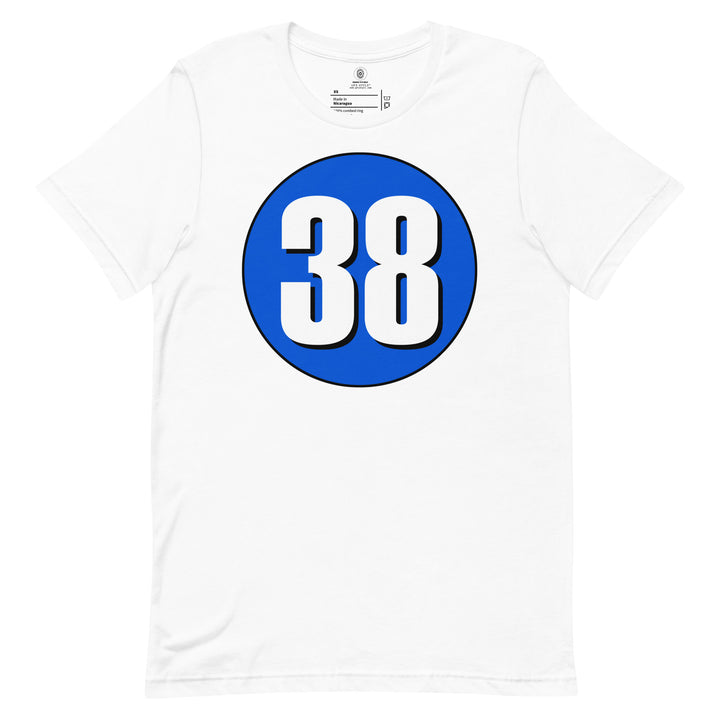 Unisex t-shirt: White on Periwinkle 38