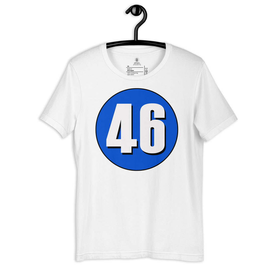 Unisex t-shirt: White on Periwinkle 46