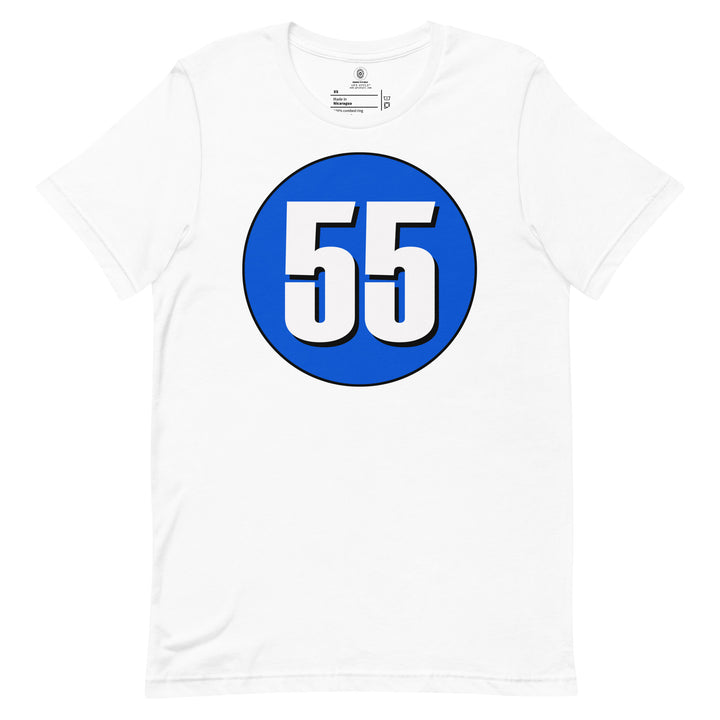 Unisex t-shirt: White on Periwinkle 55