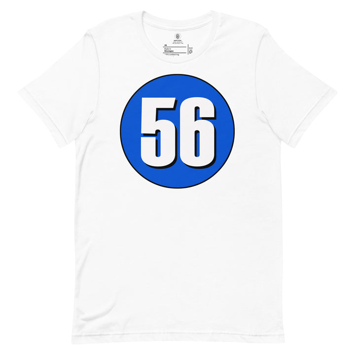 Unisex t-shirt: White on Periwinkle 56