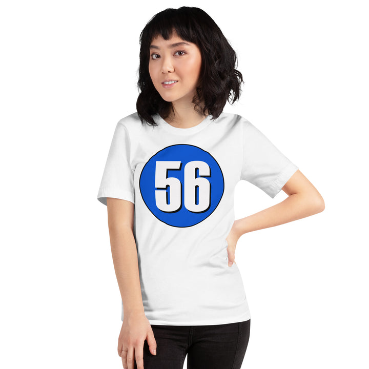 Unisex t-shirt: White on Periwinkle 56