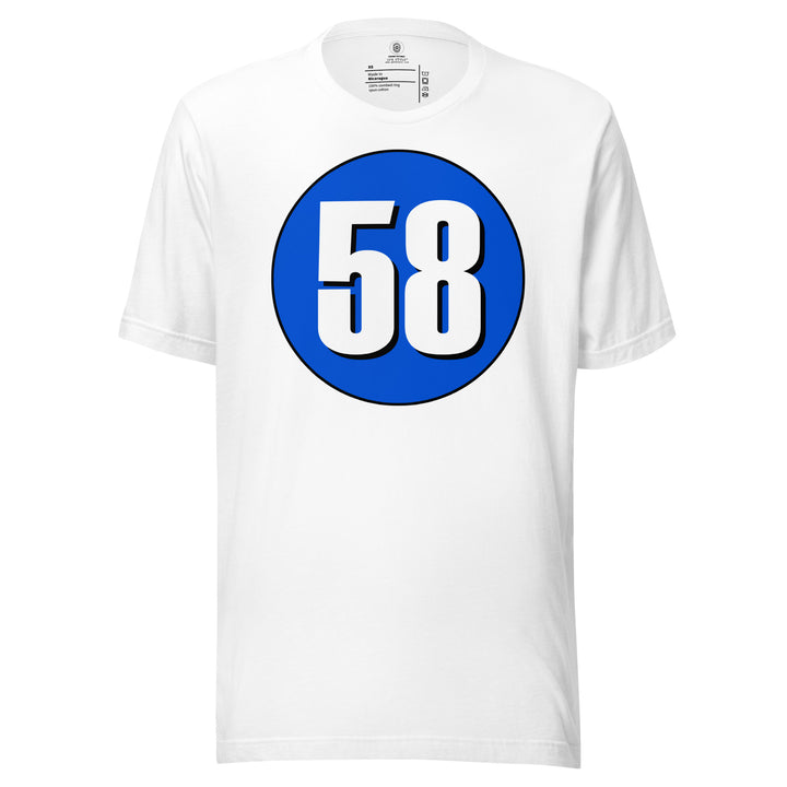 Unisex t-shirt: White on Periwinkle 58