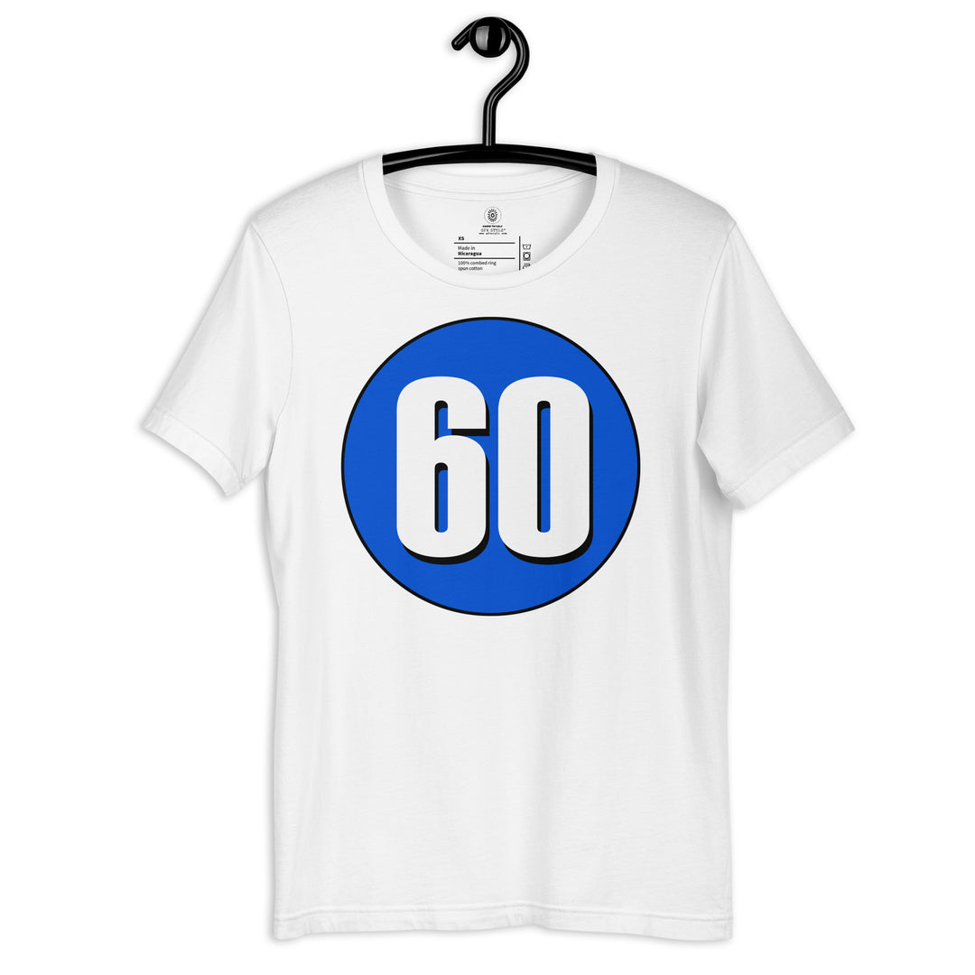 Unisex t-shirt: White on Periwinkle 60