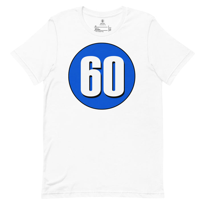 Unisex t-shirt: White on Periwinkle 60