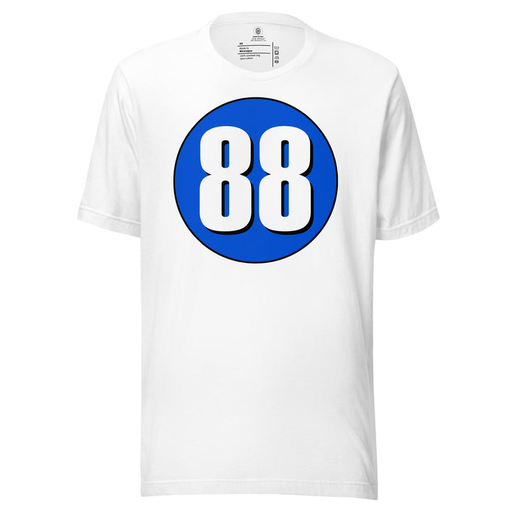 Unisex t-shirt: White on Periwinkle 88