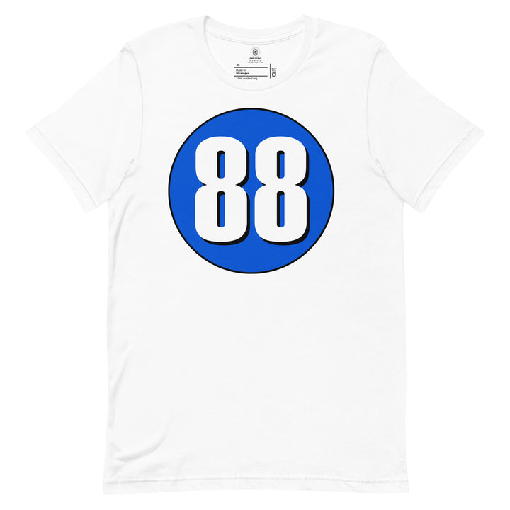 Unisex t-shirt: White on Periwinkle 88