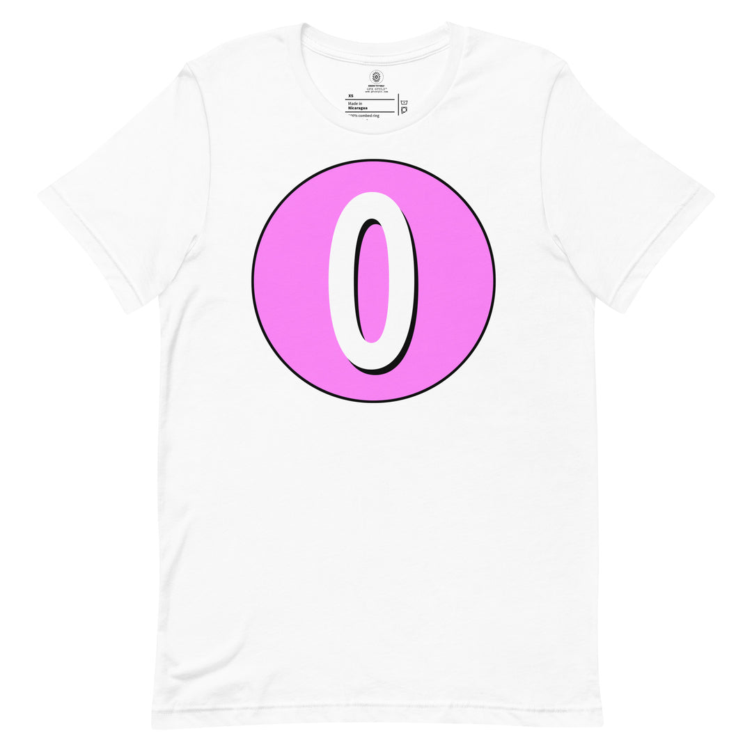 Unisex t-shirt: White on Pink 0