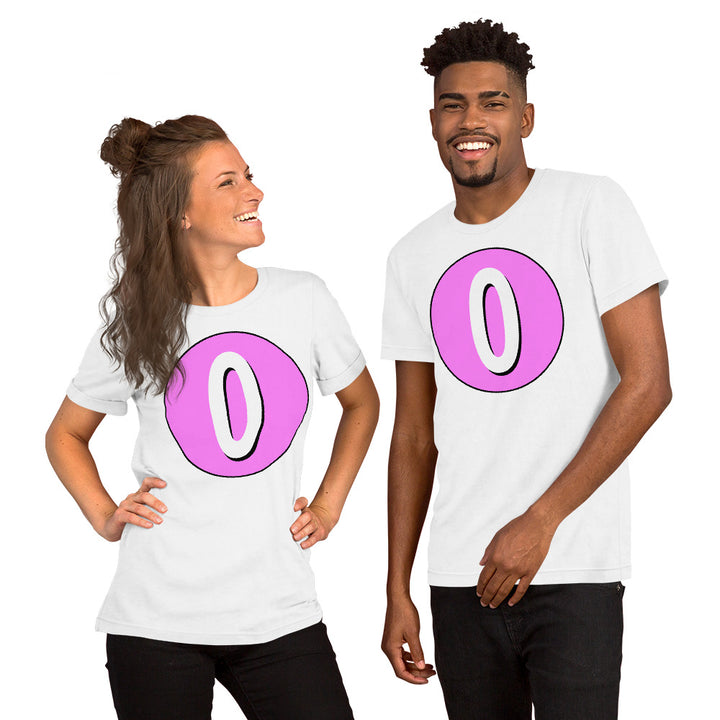 Unisex t-shirt: White on Pink 0