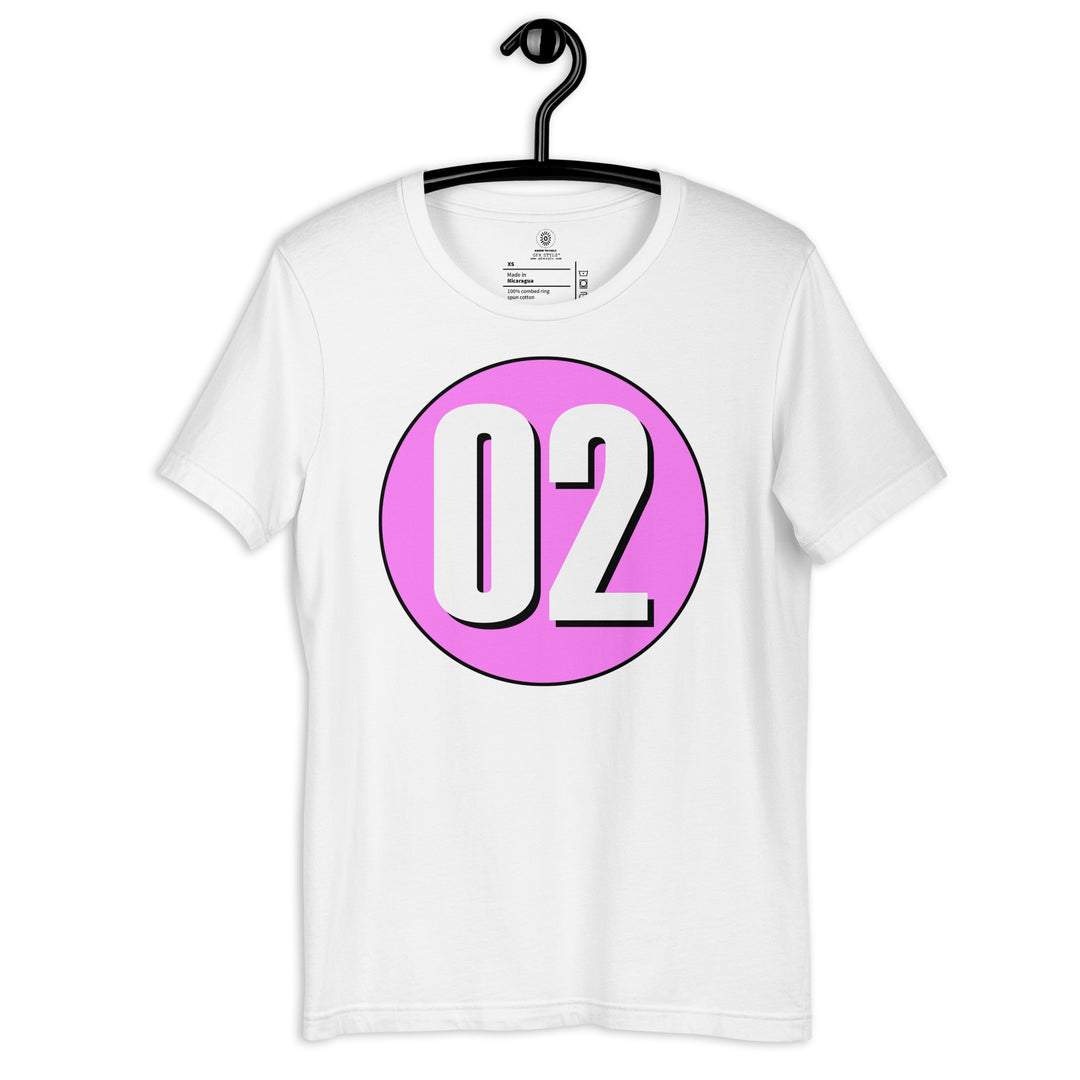 Unisex t-shirt: White on Pink 02