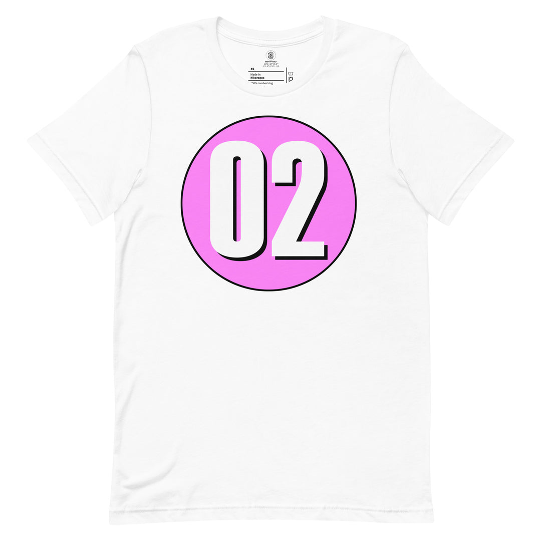 Unisex t-shirt: White on Pink 02