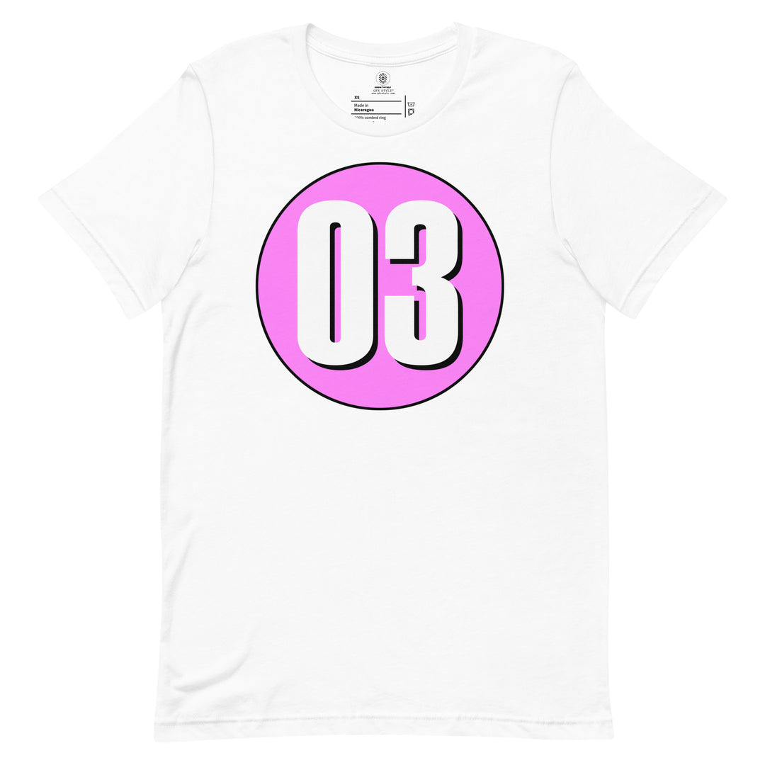 Unisex t-shirt: White on Pink 03