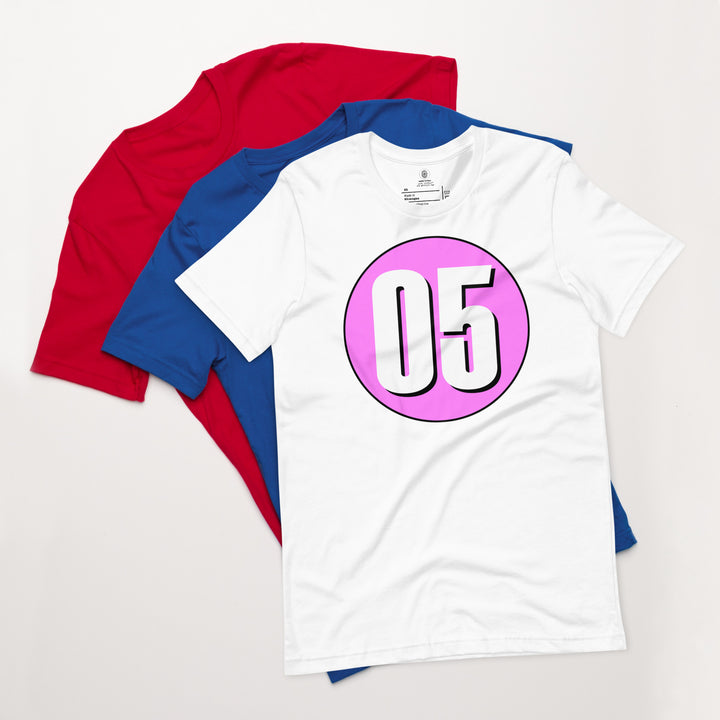 Unisex t-shirt: White on Pink 05