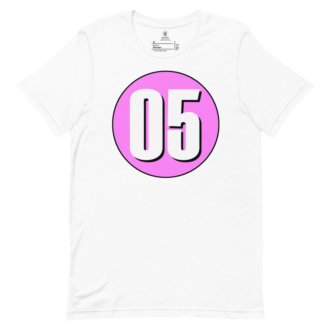 Unisex t-shirt: White on Pink 05