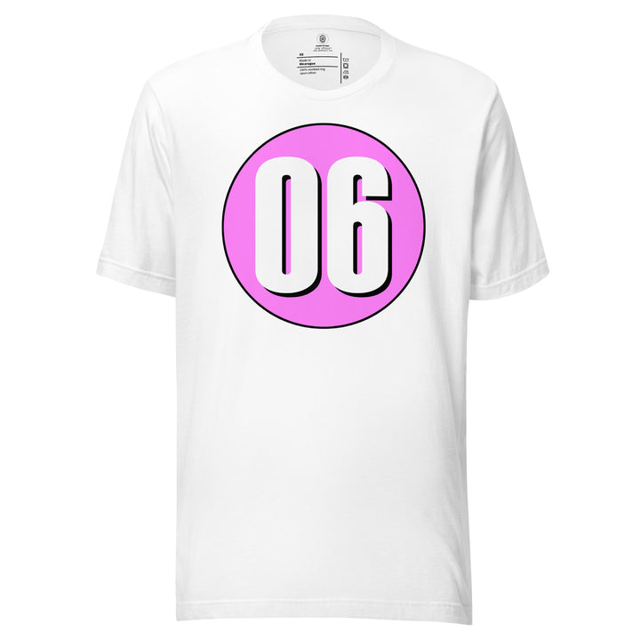 Unisex t-shirt: White on Pink 06