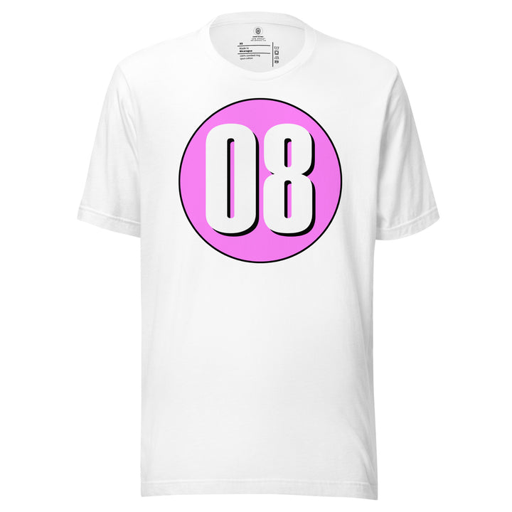 Unisex t-shirt: White on Pink 08