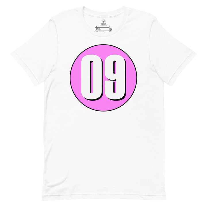 Unisex t-shirt: White on Pink 09