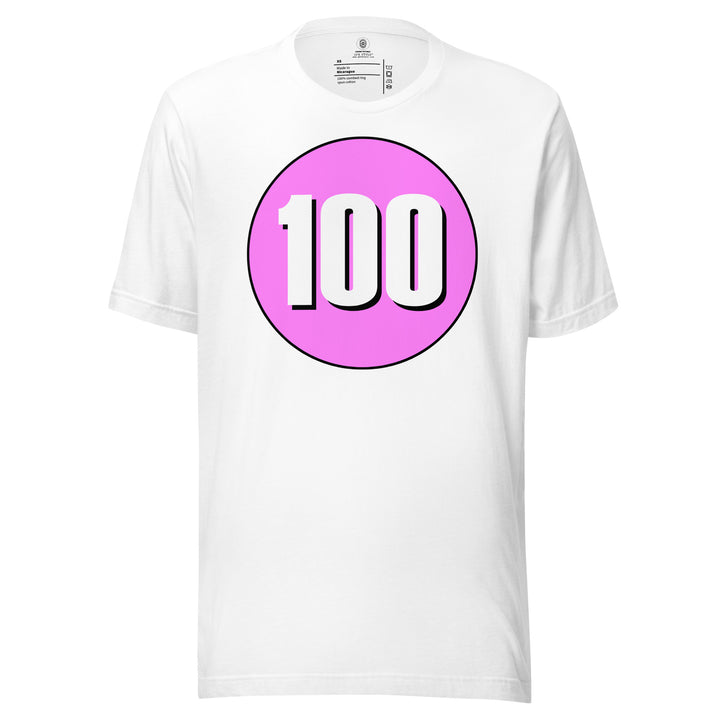 Unisex t-shirt: White on Pink 100