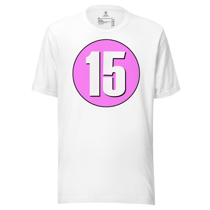 Unisex t-shirt: White on Pink 15