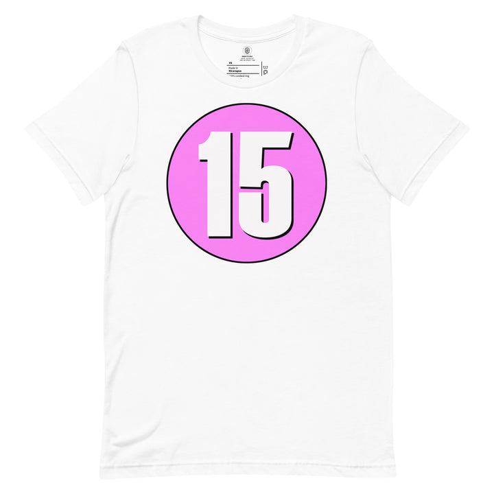 Unisex t-shirt: White on Pink 15