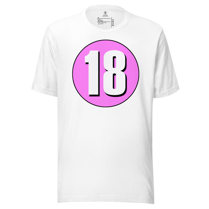 Unisex t-shirt: White on Pink 18