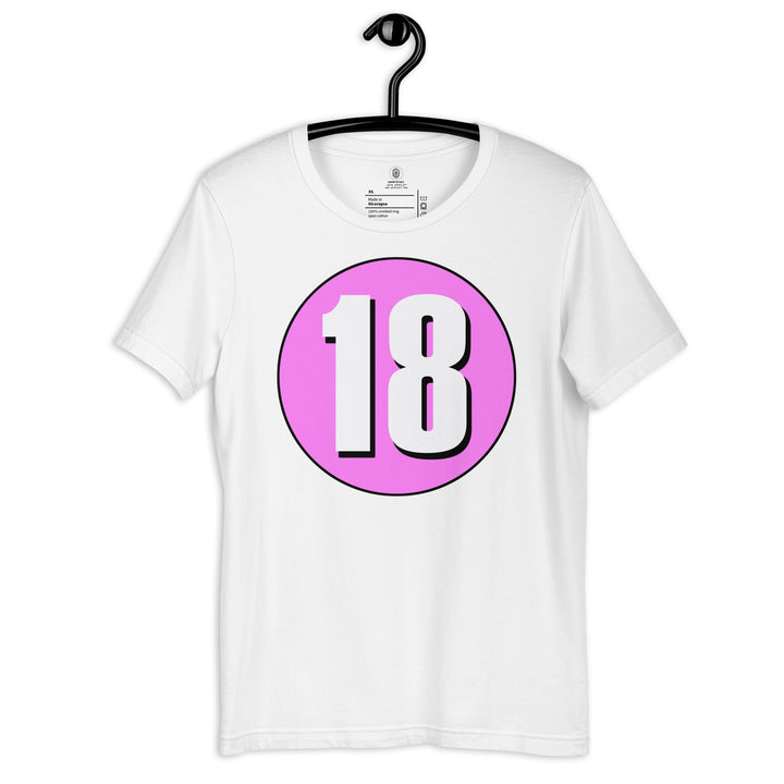 Unisex t-shirt: White on Pink 18