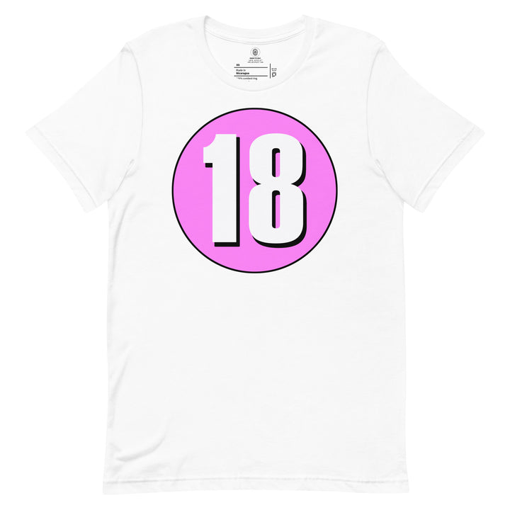 Unisex t-shirt: White on Pink 18