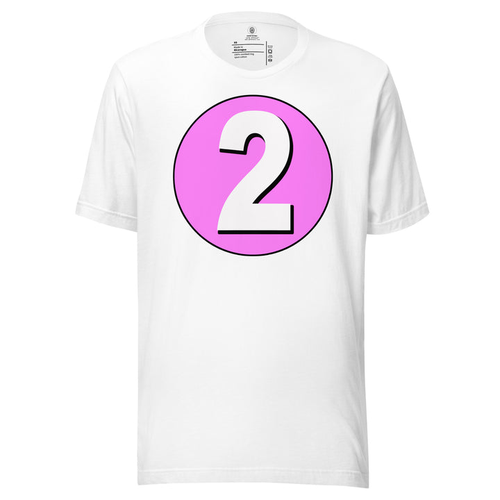 Unisex t-shirt: White on Pink 2