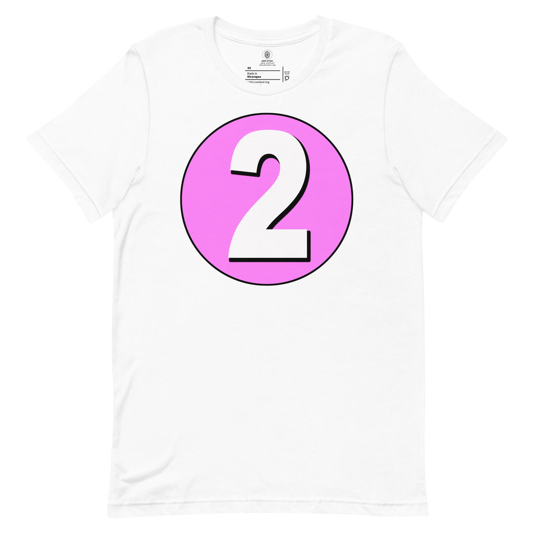 Unisex t-shirt: White on Pink 2