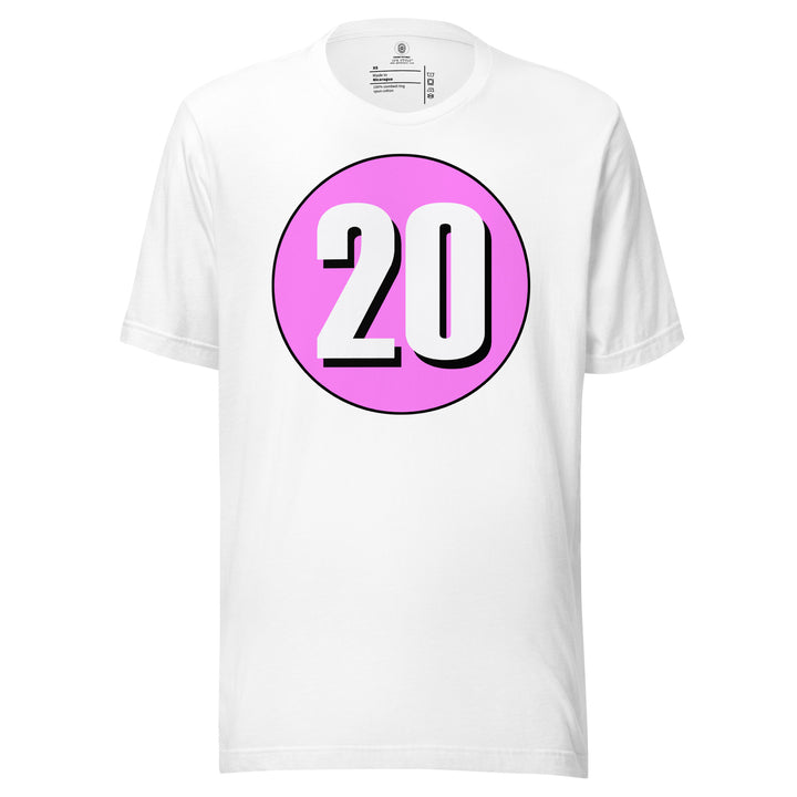 Unisex t-shirt: White on Pink 20