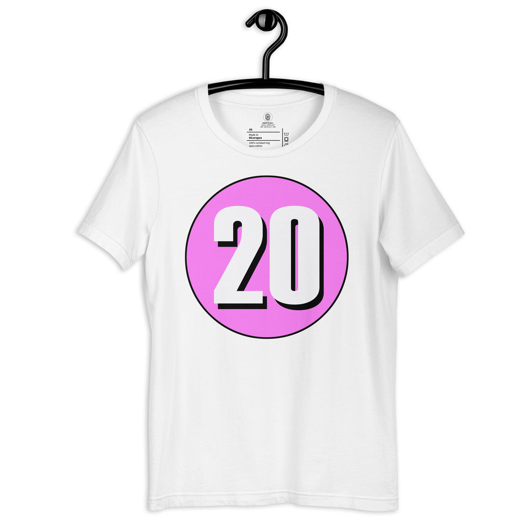 Unisex t-shirt: White on Pink 20