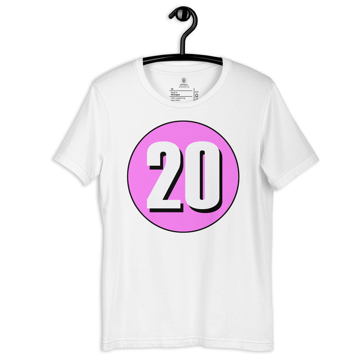 Unisex t-shirt: White on Pink 20