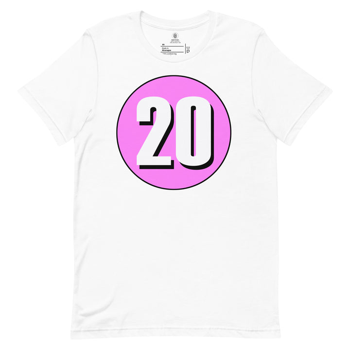 Unisex t-shirt: White on Pink 20