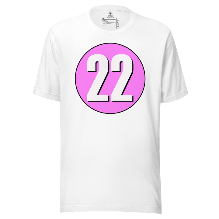 Unisex t-shirt: White on Pink 22